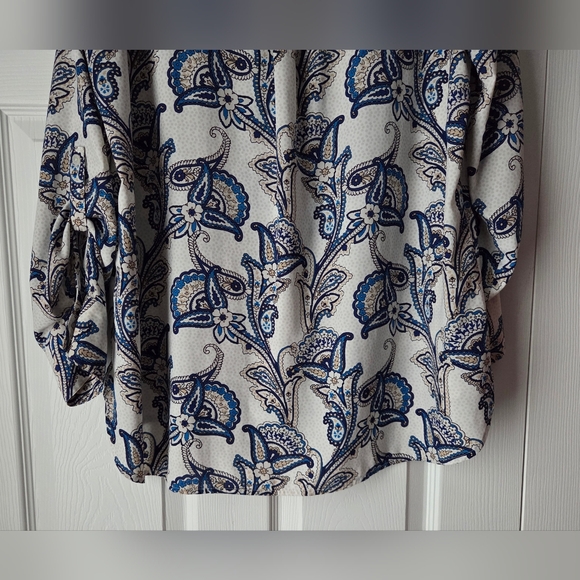 Tommy Hilfiger Blue and Cream Paisley Button-Down Shirt - Picture 9 of 11